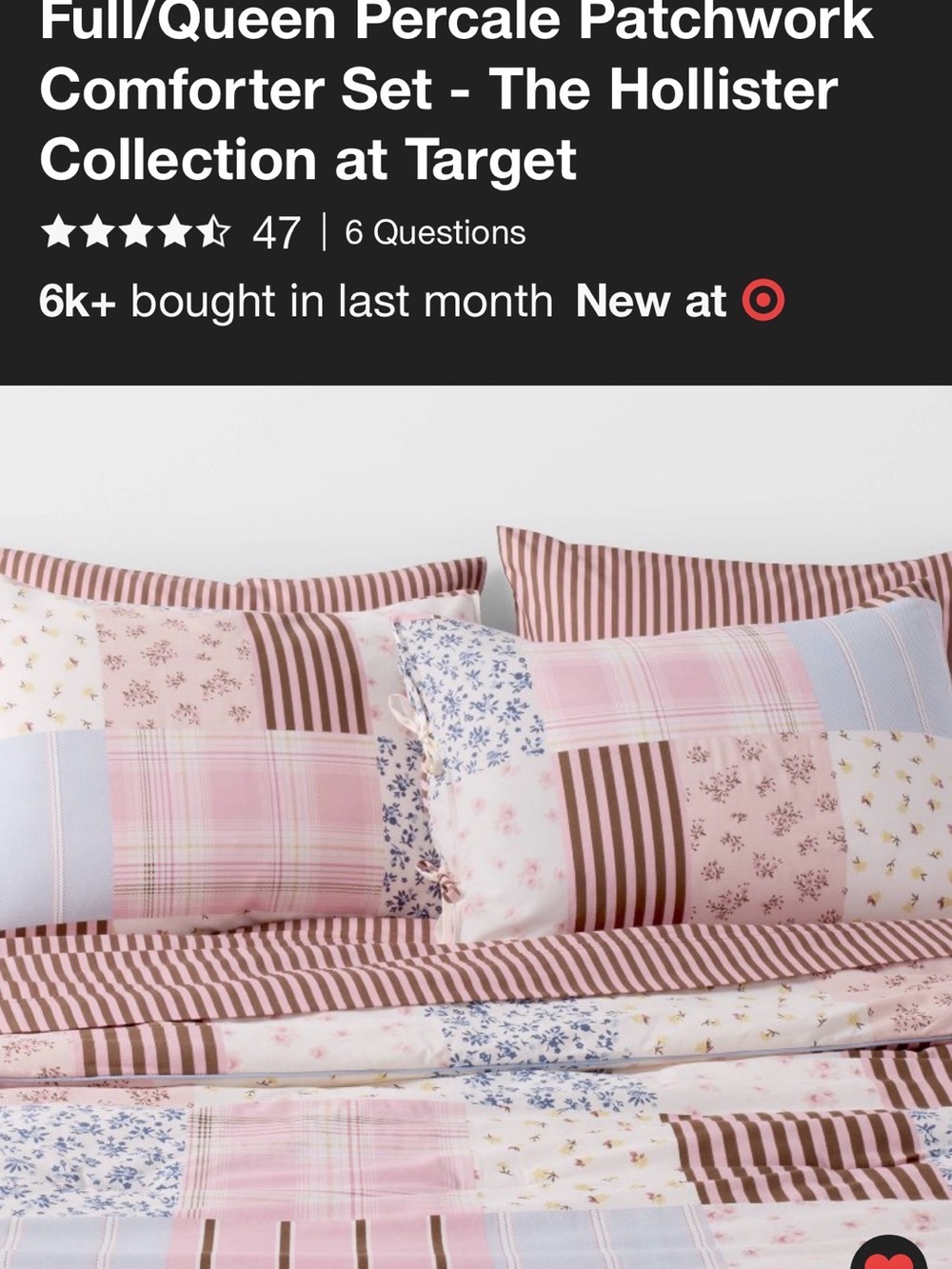 SOLD OUT at Target/Hollister collaborative Pink Patchwork Comforter Set